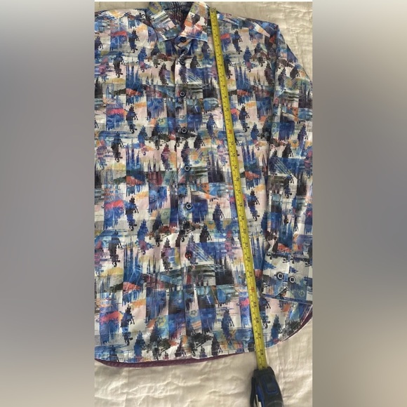 Men's Visconti Black Classic Button Front Long Sleeve Shirt Small- Multi-Color - Picture 11 of 14